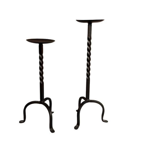 Set/2 twisted candles candlesticks rustic western minimal neutral decor home - Picture 1 of 3